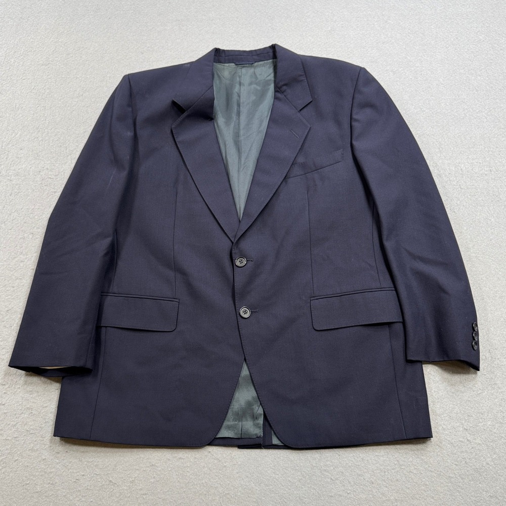 Vintage Savile Row Blazer Men's 42R Navy Blue Two Button Wool Classic Sport Coat